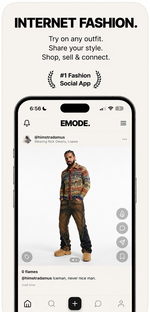 The emode feed: an outfit post tagged with the brands worn